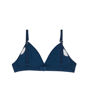 Skin Care wireless marine blue  triangle bra in organic cotton