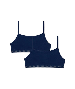 Dim Skin Care Pack of 2 organic cotton Navy blue girl's bralettes