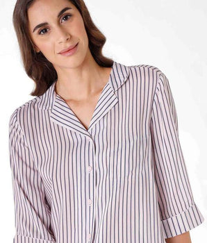 Pyjama long pour femme manches 3/4 , à rayures