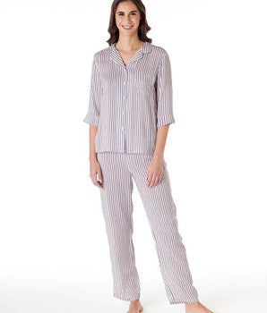 Women's long pyjamas, 3/4 sleeves, striped