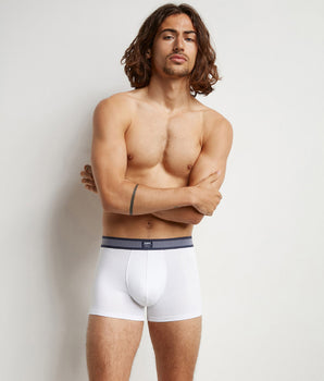 Boxer homme en coton modal à ceinture rayée Blanc Dim Smart