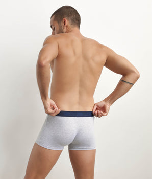 Men's Grey stretch cotton boxer briefs with contrasting waistband  Dim Fancy