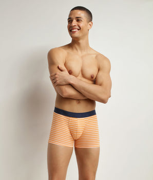 Boxer homme en coton stretch Orange à rayures Dim Fancy