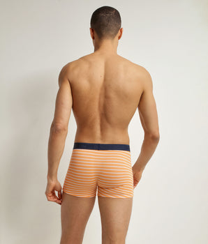 Boxer homme en coton stretch Orange à rayures Dim Fancy