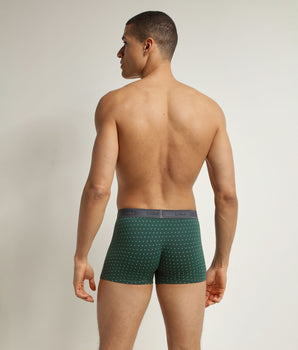 Boxer homme en coton stretch Vert à pois Dim Fancy