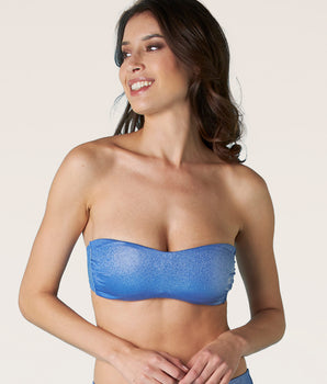 Royal blue strapless bikini top