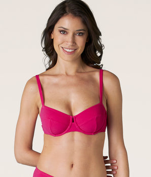 Sujetador de bikini con aros fucsia