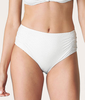 High-rise white and gold bikini bottom