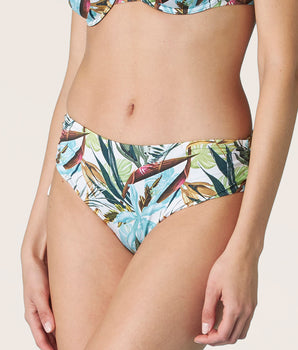 Bas de bikini taille haute imprimé Tropical