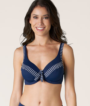 Sujetador de bikini con aros de microfibra azul