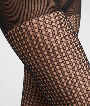 Pantis de mujer en gasa transparente con estampado de rejilla Negro Dim Style