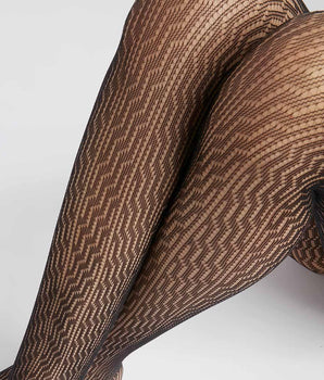 Dim Style Black Women's tights in voile with geometric prints