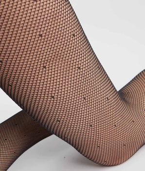 Dim Style Black Women's tights in veil and polka dots with sexy high cut