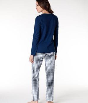 Pyjama femme en jersey long, bleu