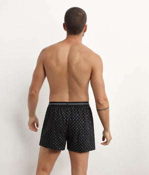 Weite schwarze Boxershorts aus Baumwolle mit Logo-Print - Icons Essentiel