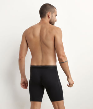 Men's long modal cotton boxers in Black Dim Icons Essentiel