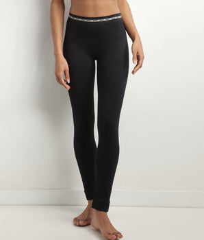 Legging femme sans couture en tissu côtelé Noir Dim Icons Seamless