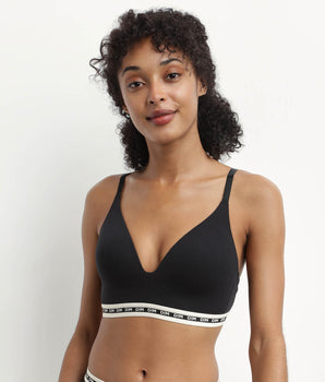 Soutien-gorge triangle en coton modal Noir à bonnets moulés Dim Icons