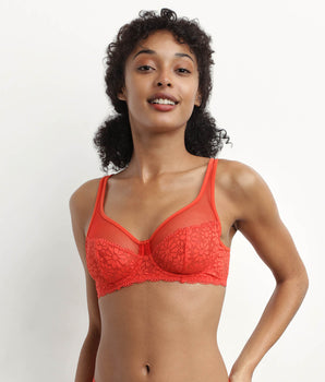 Red flower lace full cup bra Generous Limited Edition