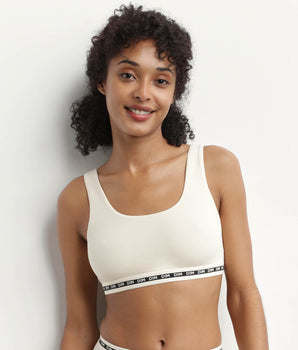 Bralette sin aros de algodón modal Beis Marfil Dim Icons Seamless