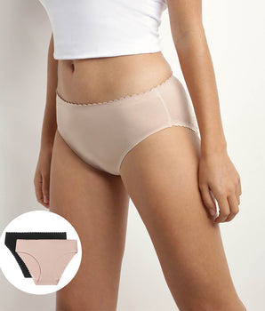 Pack de 2 braguitas de algodón elástico Nude y Negro Body Touch Easy