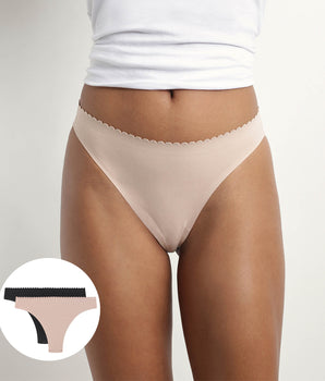 Pack de 2 bragas brasileñas de mujer en microfibra Nude y Negro Body Touch Easy