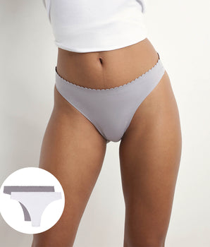 Lot de 2 tangas femme Gris et Blanc Body Touch Easy