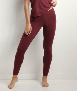 Rubinrote blickdichte Damen-Leggings aus Stretch-Baumwolle - Body Touch Easy