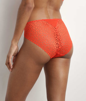 Openwork lace knickers with floral patterns in flame-red Daily Dentelle