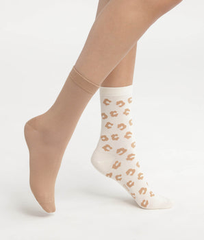 Lot de 2 paires de chaussettes femme à fleurs Crème Dim Bambou