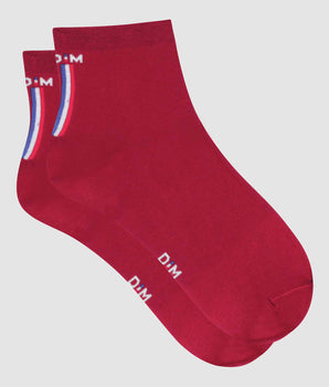 Women's cotton socks in red with colourful stripes Madame Dim Passion