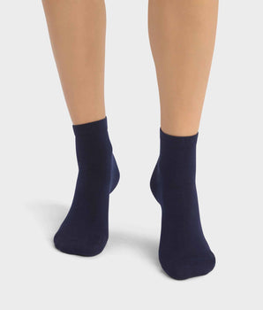 Marineblaue Damensocken aus Baumwolle mit französischem Flaggenmuster – Made in France