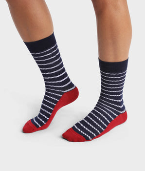 Calcetines de hombre fabricados en Francia con estampado de cuerdas Azul Monsieur Dim