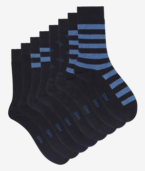 Pack de 4 pares de calcetines de hombre de algodón Azul Marino a rayas de EcoDim Style