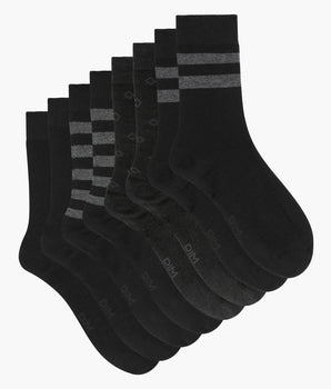 Pack de 4 pares de calcetines de hombre de algodón negro con estampados geométricos de EcoDim Style