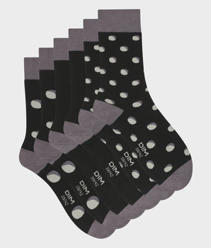 Pack de 3 pares de calcetines de hombre de algodón con lunares en Gris y Negro EcoDim Style