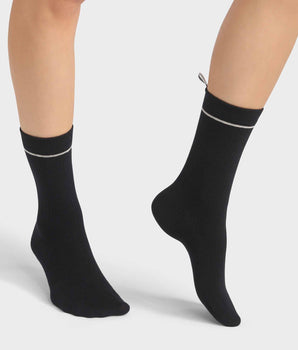 Calcetines unisex de algodón modal acanalado Negro Dim Icons