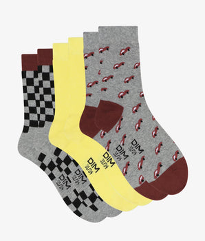 3er-Pack Kindersocken aus Baumwolle mit Rennsport-Motiv - Cotton Style