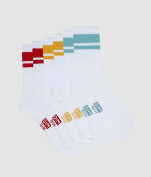 3er-Pack Kindersocken aus Baumwolle türkis/mohnrot/gelb - DIM Sport