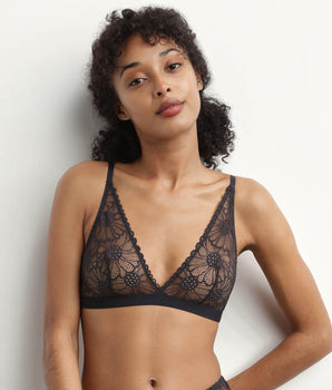 Triangle tulle and lace bra in  Black DIM Fleur