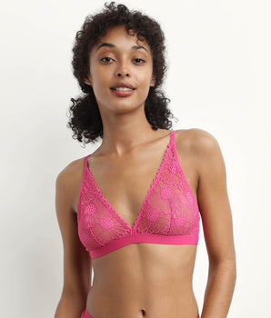 Sujetador triangular de tul y encaje Fucsia DIM Fleur