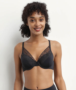 Soutien-gorge corbeille microfibre dentelle Noir Fais-Moi Une Fleur