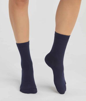 Pack of 2 pairs of Navy Blue women's socks in organic cotton Dim Good