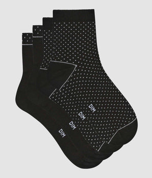 Pack de 2 pares de calcetines de mujer de algodón orgánico con lunares Negro Dim Good