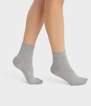 Pack de 2 pares de calcetines de mujer de algodón orgánico con lunares Gris Dim Good