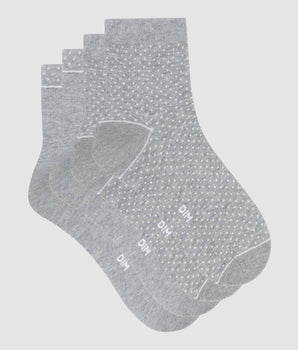 Pack of 2 pairs of gray women's socks in organic cotton with polka dots Dim Good