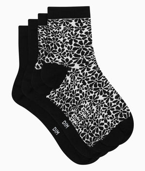 Pack de 2 pares de calcetines de algodón bio con estampado floral negro Dim Good