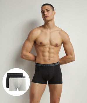 2er-Pack Herren-Boxershorts aus Bio-Baumwolle in Schwarz und Perlgrau Dim Good