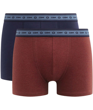 Pack de 2 bóxers de hombre de algodón orgánico Rojo y Azul Dim Good