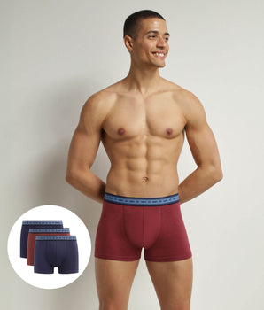 Lot de 3 boxers homme en coton bio Bleu Rouge Denim Dim Good